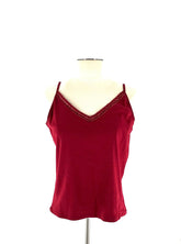 Womens Size Large Carole Little Burgundy Spaghetti Strap Top 100% Cotton - TheRealThreads
